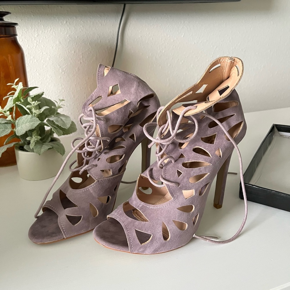 Ego Lace Up Eyelet Purple Stillettos